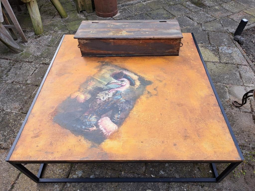 Gerecyclede salontafel met dekenkist - unieke opbergruimte, Gebruikt, 100 tot 150 cm, 50 tot 100 cm, Industrieel, Vintage, Gerecycled