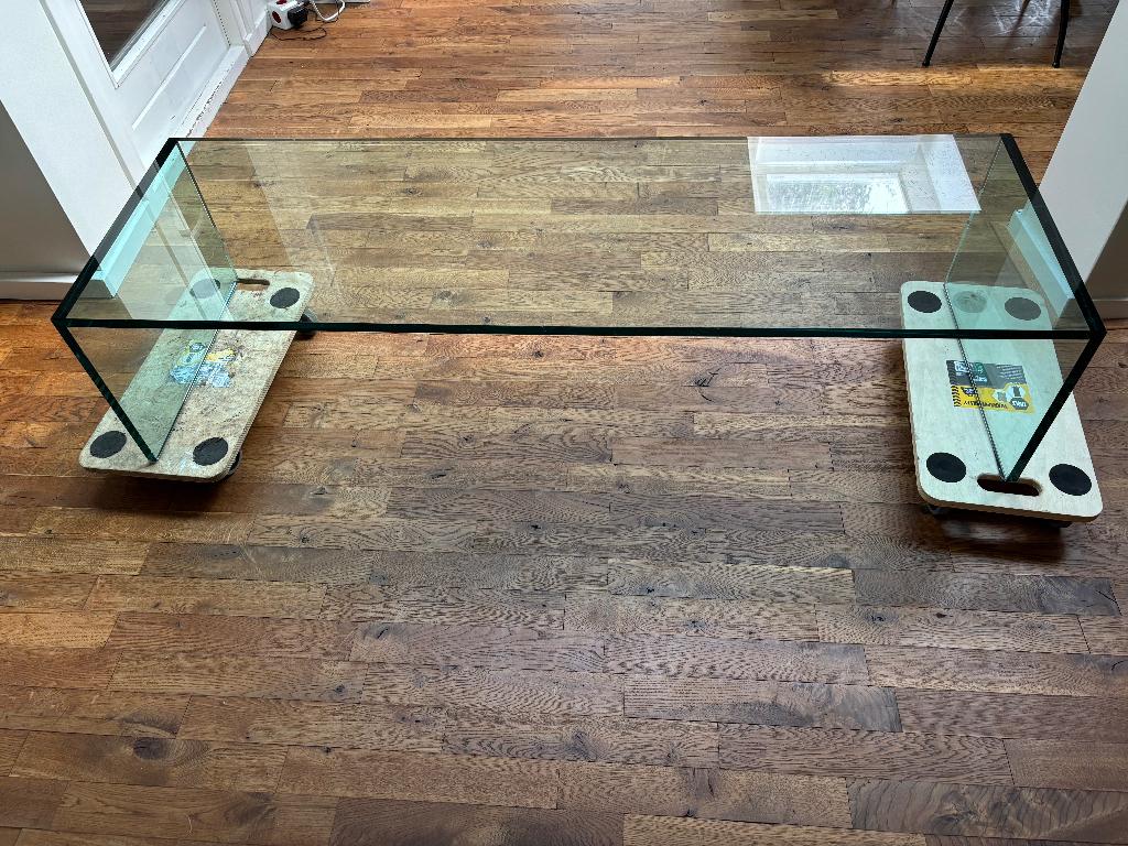 Glazen salontafel, Huis en Inrichting, Tafels | Salontafels, Ophalen, 100 tot 150 cm, 50 tot 100 cm, Glas