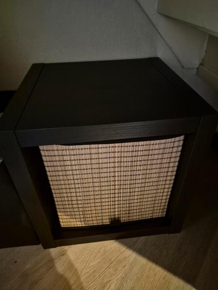 Kallax blok met mand/bak - Zwart, Huis en Inrichting, Kasten | Overige, Gebruikt, Ophalen