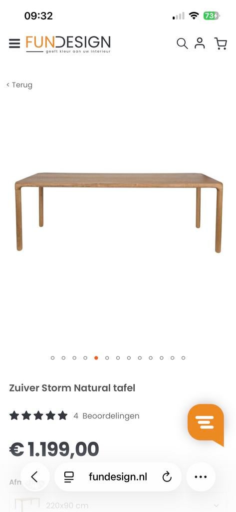 Zuiver Storm Eettafel 220x90 cm - Massief Essenhout, Huis en Inrichting, Tafels | Eettafels, 200 cm of meer, Zo goed als nieuw