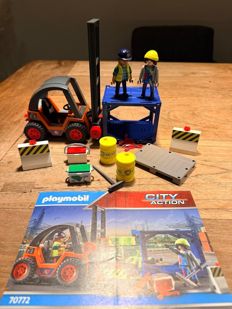 Playmobil 70772 - Heftruck met havenarbeiders - Complete set, Kinderen en Baby's, Speelgoed | Playmobil, Ophalen of Verzenden