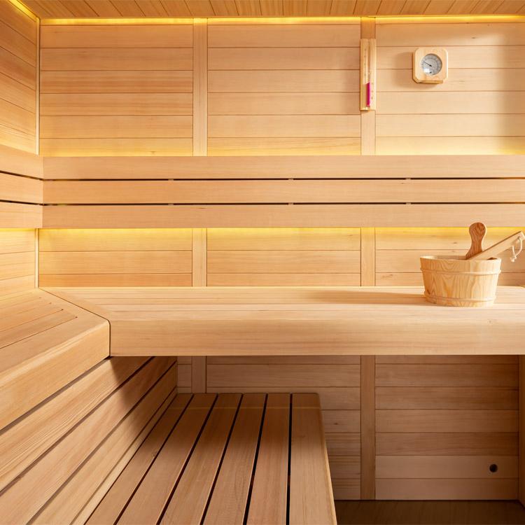 LUXE FINSE SAUNA | 220X220 | HEMLOCK | 9KW KACHEL, ., Fins of Traditioneel, Ophalen of Verzenden, .