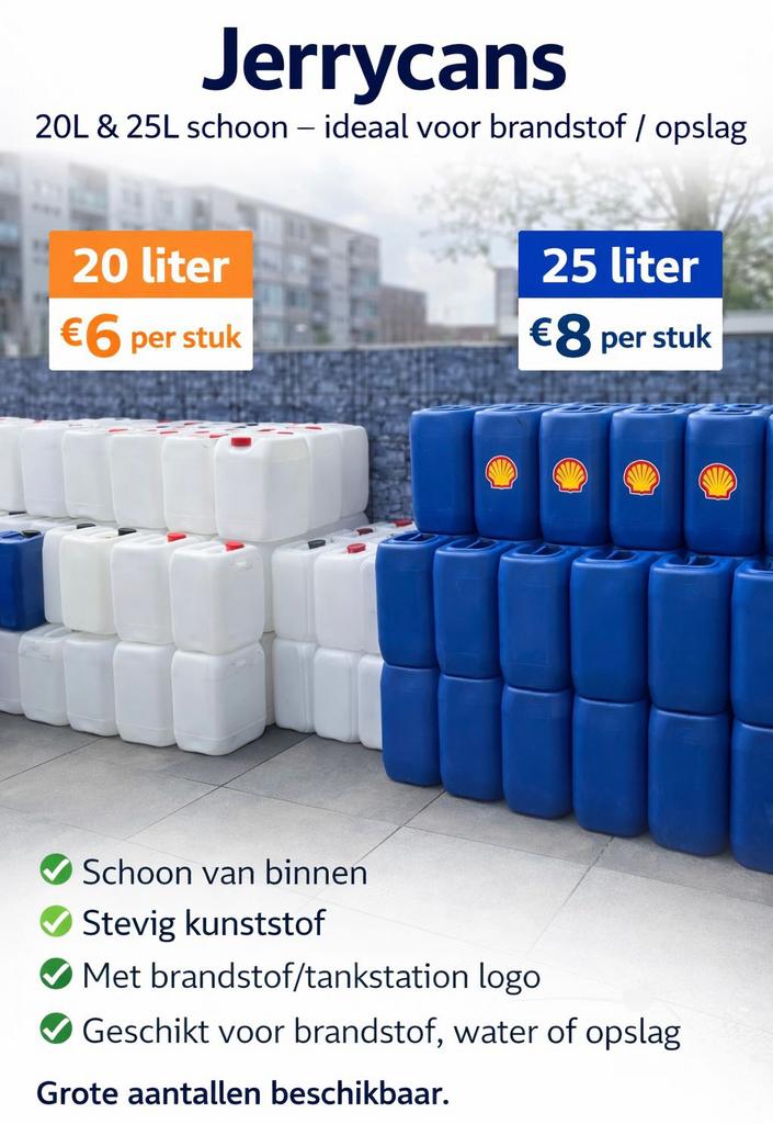 Jerrycans nieuw en gebruikt wel schoon!, Tuin en Terras, Regentonnen, Minder dan 75 liter, Ophalen, Zo goed als nieuw