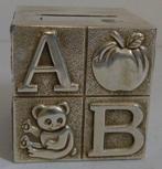 Verzilverde spaarpot in de vorm van een kubus, Verzamelen, Spaarpotten, Gebruikt, N.v.t., N.v.t., Ophalen of Verzenden