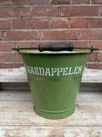 Aardappelen emmer reseda groen emaille en gouden bies van BK, Antiek en Kunst, Ophalen of Verzenden