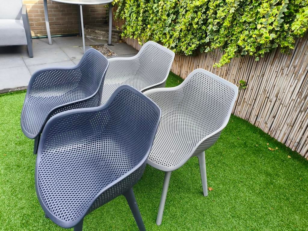 4 x kunststof design kuipstoel Jasper Sens-Line , eethoek, Ophalen, Grijs, Kunststof