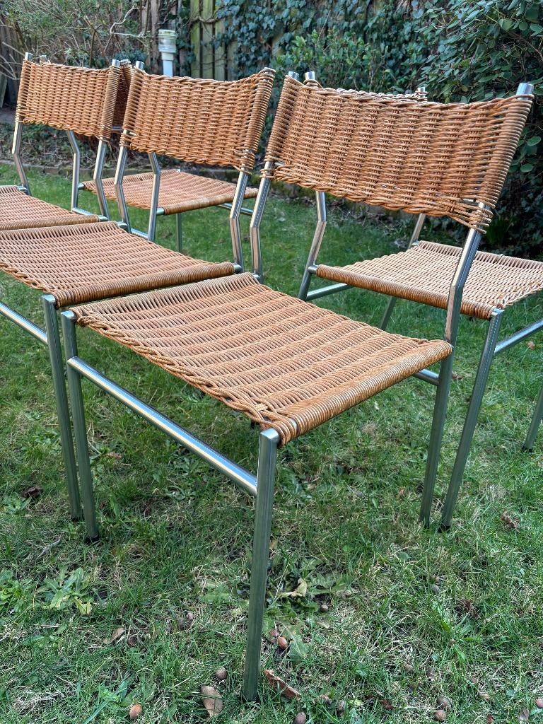 vintage eetkamerstoelen Martin Visser voor Spectrum, Ophalen, Gebruikt, Bruin, Vintage