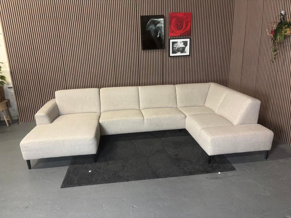 GRATIS LEVERING U-Bank Beige 350x190x160 GEREINIGD, Huis en Inrichting, Banken | Bankstellen, Hoekbank, 300 cm of meer, Ophalen of Verzenden