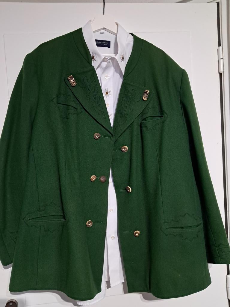 Orginal Tiroler Jasje/Colbert XXL met Wit Geborduurd Hemd, Kleding | Heren, Ophalen of Verzenden, Gedragen, Overige maten, Wit