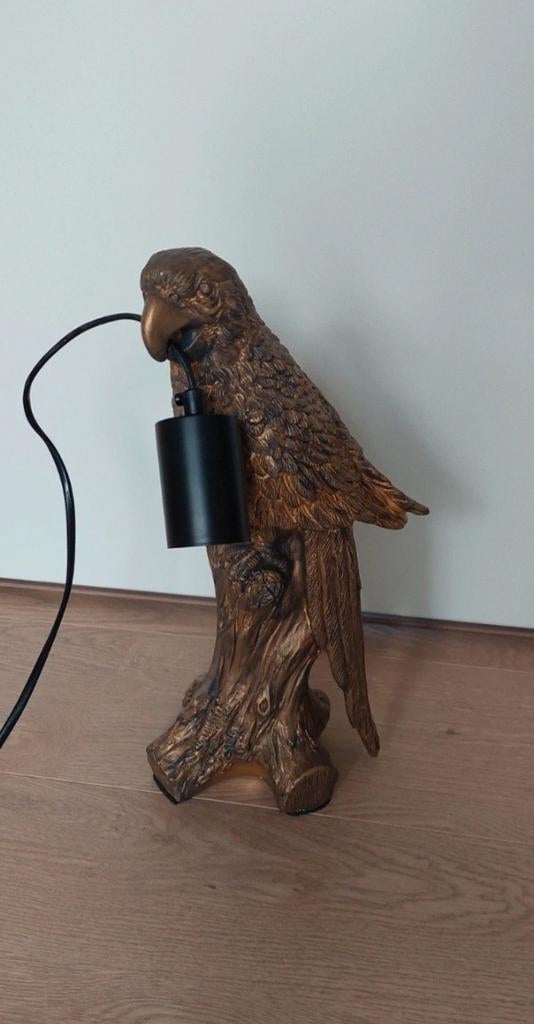 Unieke Papegaai Lamp Zwart/Goud - Decoratieve Tafellamp, Huis en Inrichting, Lampen | Tafellampen, 50 tot 75 cm, Overige materialen