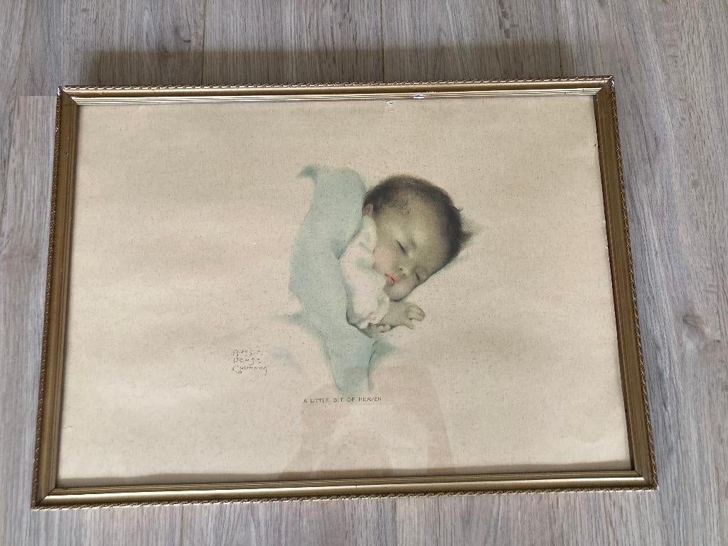 Brocante portret slapend jongetje - Bessie Pease Gutmany, Ophalen of Verzenden