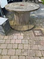 Grote houten haspel tafel - diameter 120cm, hoogte 74cm, Tuin en Terras, Tuintafels, Ophalen, Gebruikt, Rond