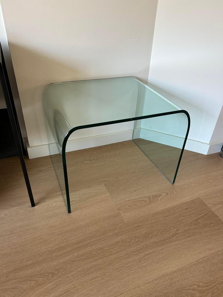 Glazen bijzettafel Fiam Waterval, Minder dan 55 cm, Zo goed als nieuw, Rechthoekig, Ophalen