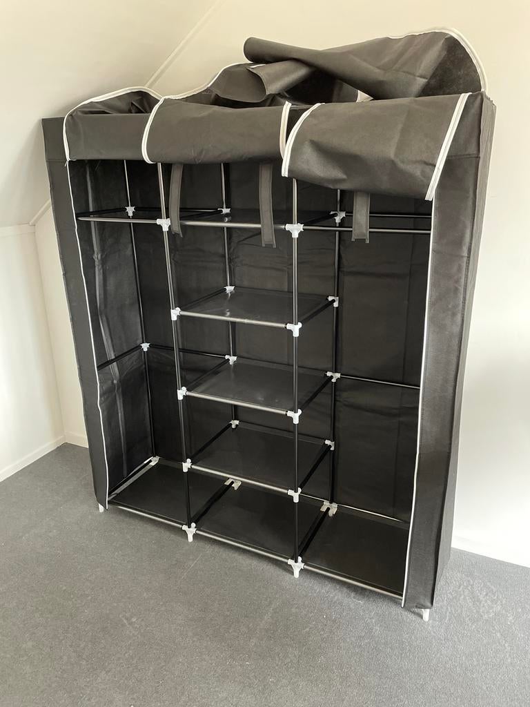 Stoffen kledingkast/opbergkast, Ophalen, Kunststof, 100 tot 150 cm, Met plank(en)