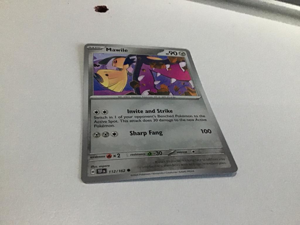 Mawile Pokémon Kaart 112/162 -  in goede staat, Ophalen of Verzenden, Zo goed als nieuw, Losse kaart