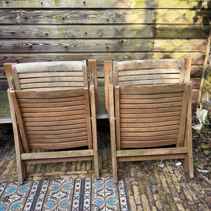 Teakhouten verstelbare tuinstoelen, Tuin en Terras, Tuinstoelen, Gebruikt, Teakhout, Verstelbaar, Ophalen
