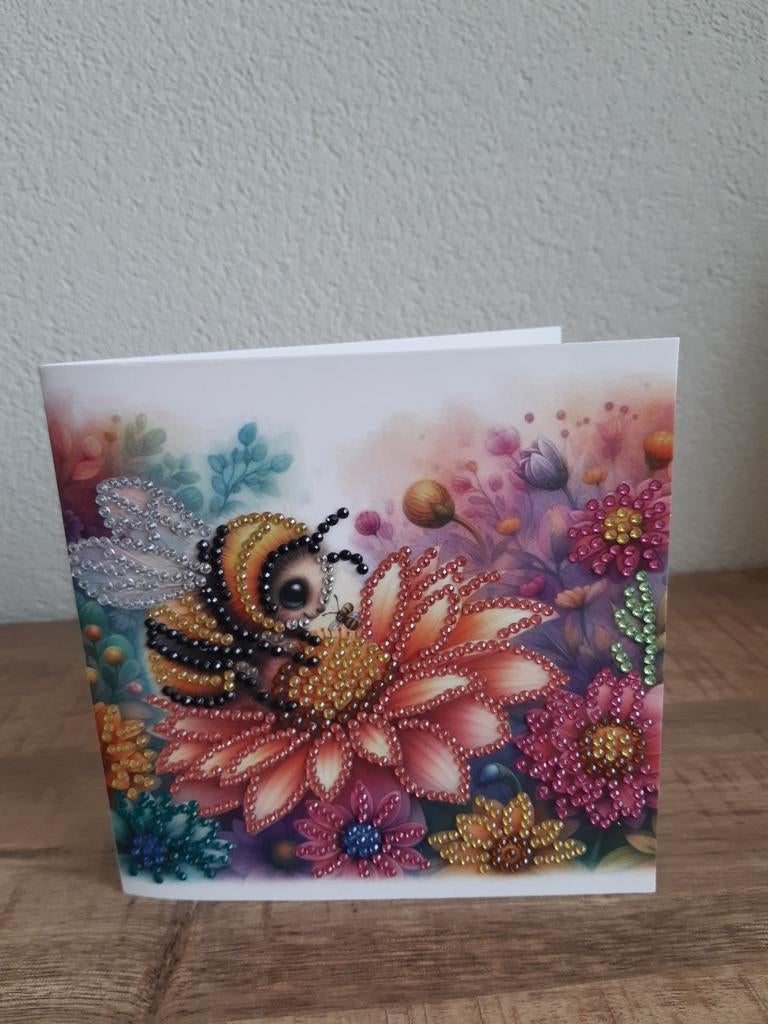 Diamond painting bijtje op bloem wens kaart, Ophalen of Verzenden, Zo goed als nieuw, Natuur
