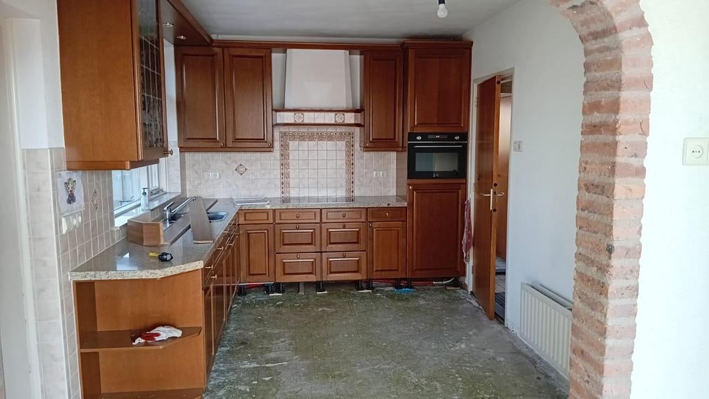 Eiken keuken, Huis en Inrichting, Keuken | Complete keukens, Ophalen, Gebruikt, Graniet of Steen, Hoekkeuken