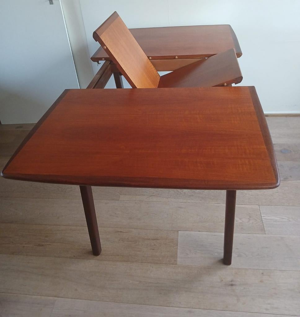 Vintage uitschuifbare eettafel, Ophalen, Gebruikt, 100 tot 150 cm, 50 tot 100 cm