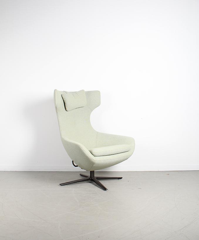 1x Leolux Caruzzo Fauteuil +Voetenbank Beige Stof – Zwart, Huis en Inrichting, Niet ingevuld, Niet ingevuld, 75 tot 100 cm, Ophalen of Verzenden