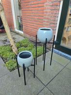 Set van 2 plantenpotten op metalen houder, Ophalen, Overige materialen, Minder dan 60 cm, Rond