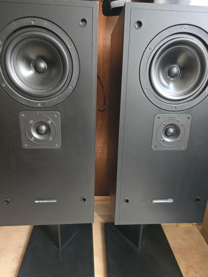 Vintage KEF Reference 103.3 luidsprekers met KUBE en stands, Audio, Tv en Foto, Luidsprekers, Front, Rear of Stereo speakers, 120 watt of meer