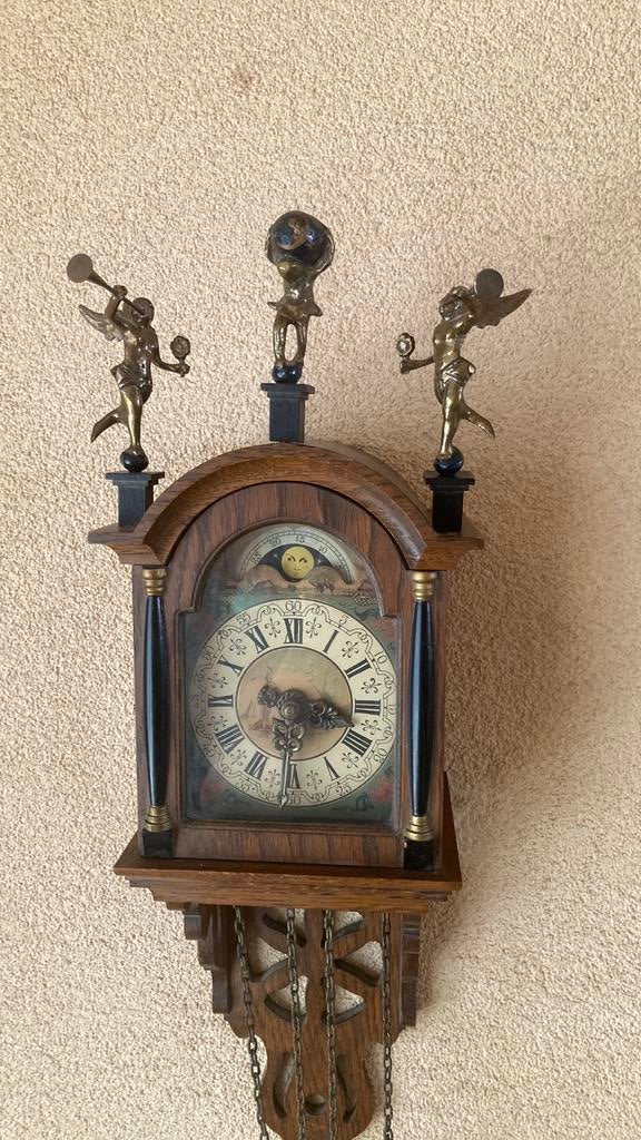 Antieke Wuba Friese staartklok met schippertje, Antiek en Kunst, Ophalen of Verzenden