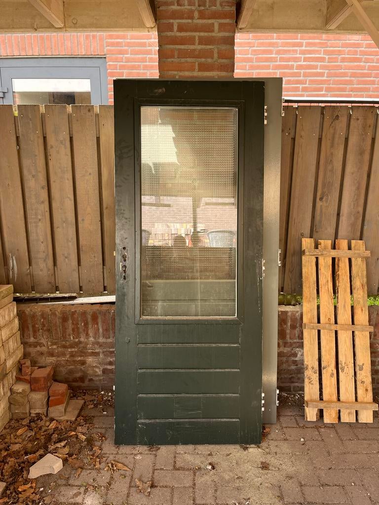 Achterdeur hout dubbel glas, Ophalen, Gebruikt, 80 tot 100 cm, Buitendeur