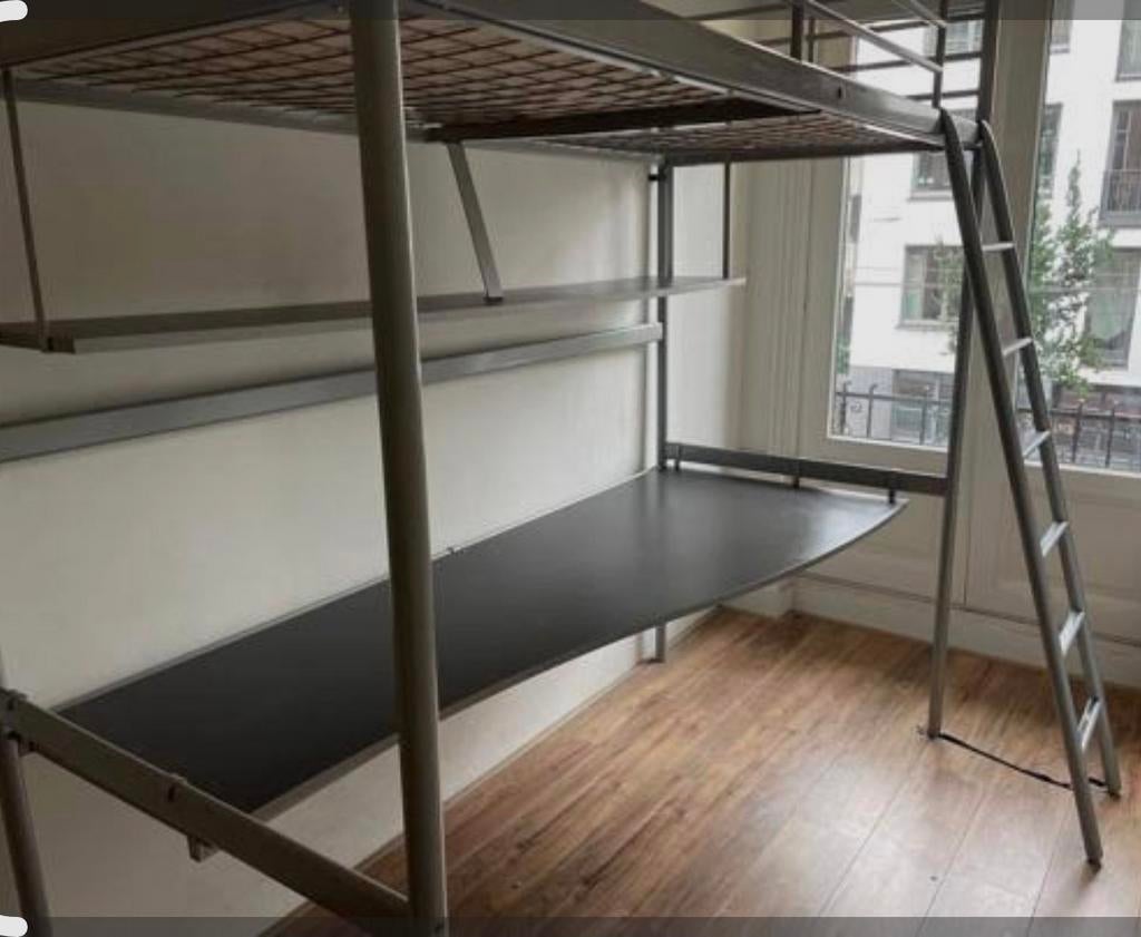 Hoogslaper met bureau 90x200 cm svarta hoogslaper, Eenpersoons, Ophalen of Verzenden, Zo goed als nieuw, 200 cm