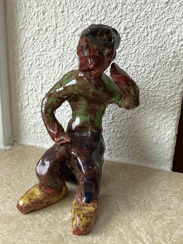 Vintage handgemaakt keramiek beeldje jaren 60, Ophalen of Verzenden, Gebruikt, Dier