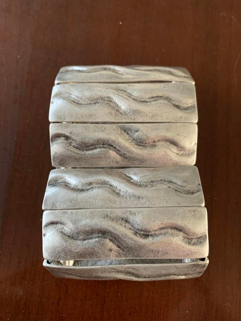 Zamak armband met golvend patroon, Ophalen of Verzenden, Nieuw, Zilver, Overige materialen