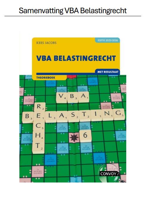 Samenvatting VBA Belastingrecht 2026, Boeken, Studieboeken en Cursussen, Nieuw, HBO, Beta, Ophalen of Verzenden