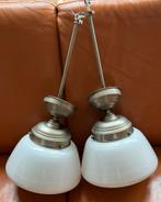Art deco hanglampen wit glas chromen houder, Ophalen of Verzenden