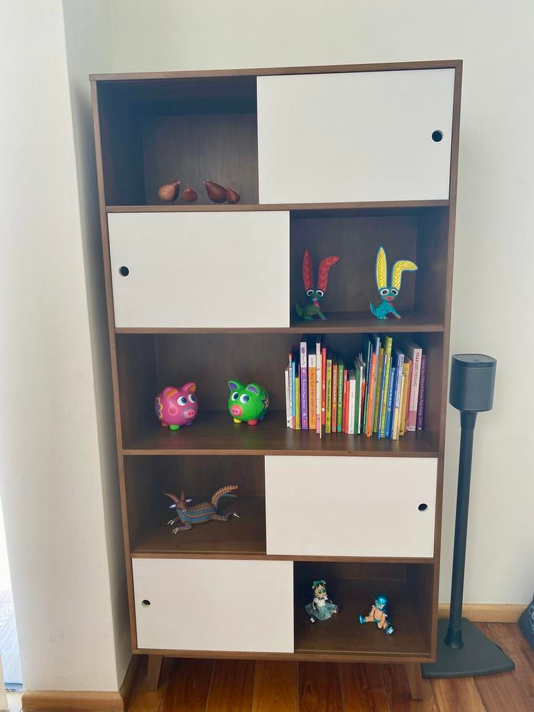 Boekenkast notenhout fineer - 180x90x39,5 cm, Huis en Inrichting, Kasten | Boekenkasten, Ophalen, Met plank(en), Gebruikt, 50 tot 100 cm