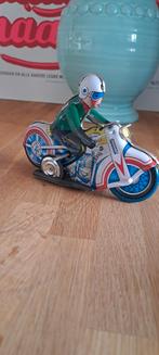 Vintage Opwindmotorfiets met Coureur - Blikken Speelgoed, Ophalen of Verzenden