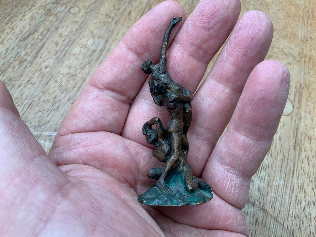 Antiek Miniatuur Italiaans Brons Bronzen Klassiek Beeldje, Antiek en Kunst, Antiek | Koper en Brons, Ophalen of Verzenden
