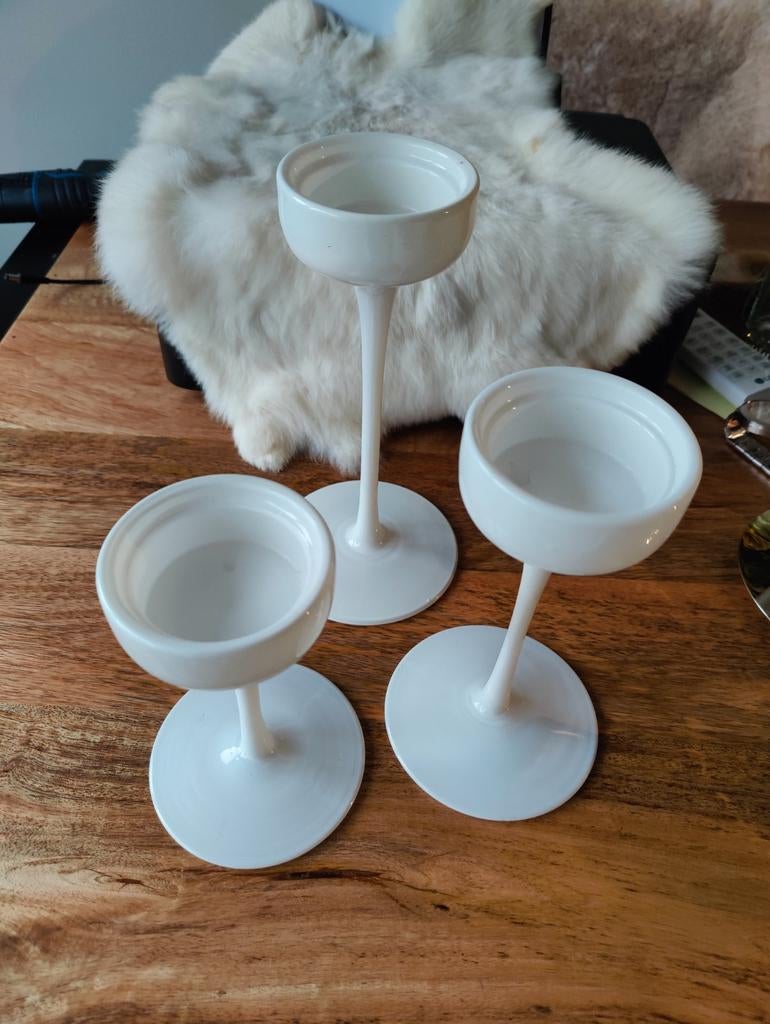 Ikea Vintage Blomster kandelaar set 22, 18, 16 cm hoog, Huis en Inrichting, Woonaccessoires | Kandelaars en Kaarsen, Ophalen of Verzenden