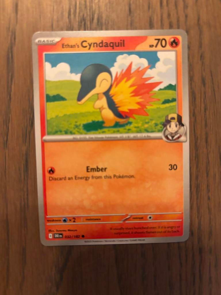 Pokémon Kaart: Ethan's Cyndaquil (032/182) - Zo goed als nie, Ophalen of Verzenden, Zo goed als nieuw, Losse kaart