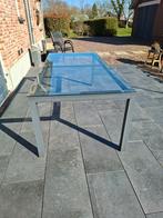 Aluminium tuintafel 100x220 met glazen blad, Tuin en Terras, Ophalen, Gebruikt, Rechthoekig, Aluminium