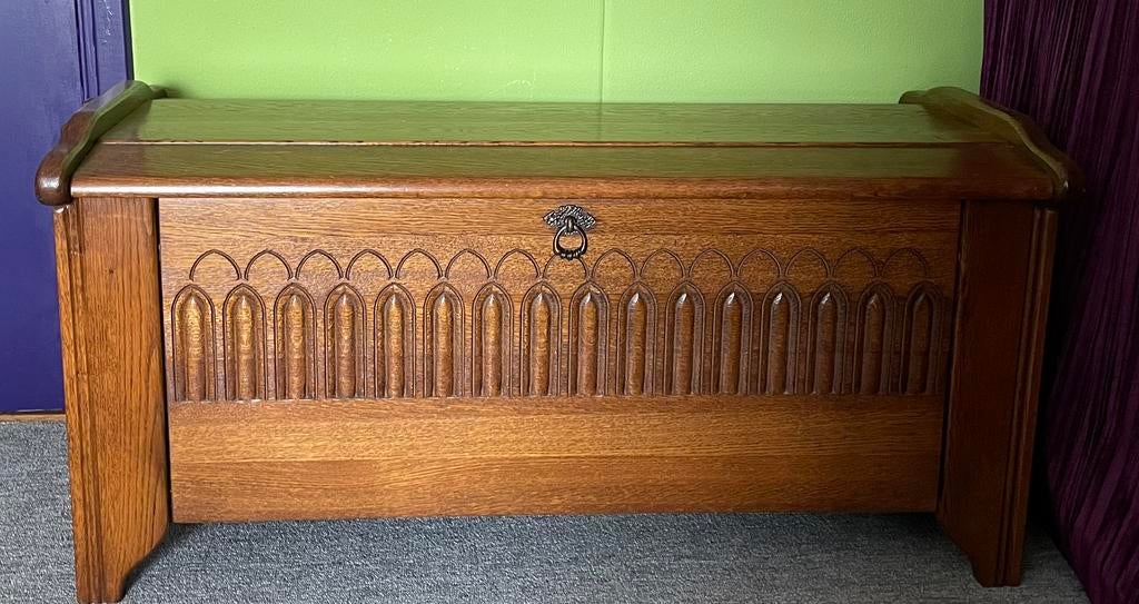 Eikenhouten dekenkist 100 x 45 x 50 hoog, Ophalen, Gebruikt, 100 tot 150 cm, Minder dan 50 cm