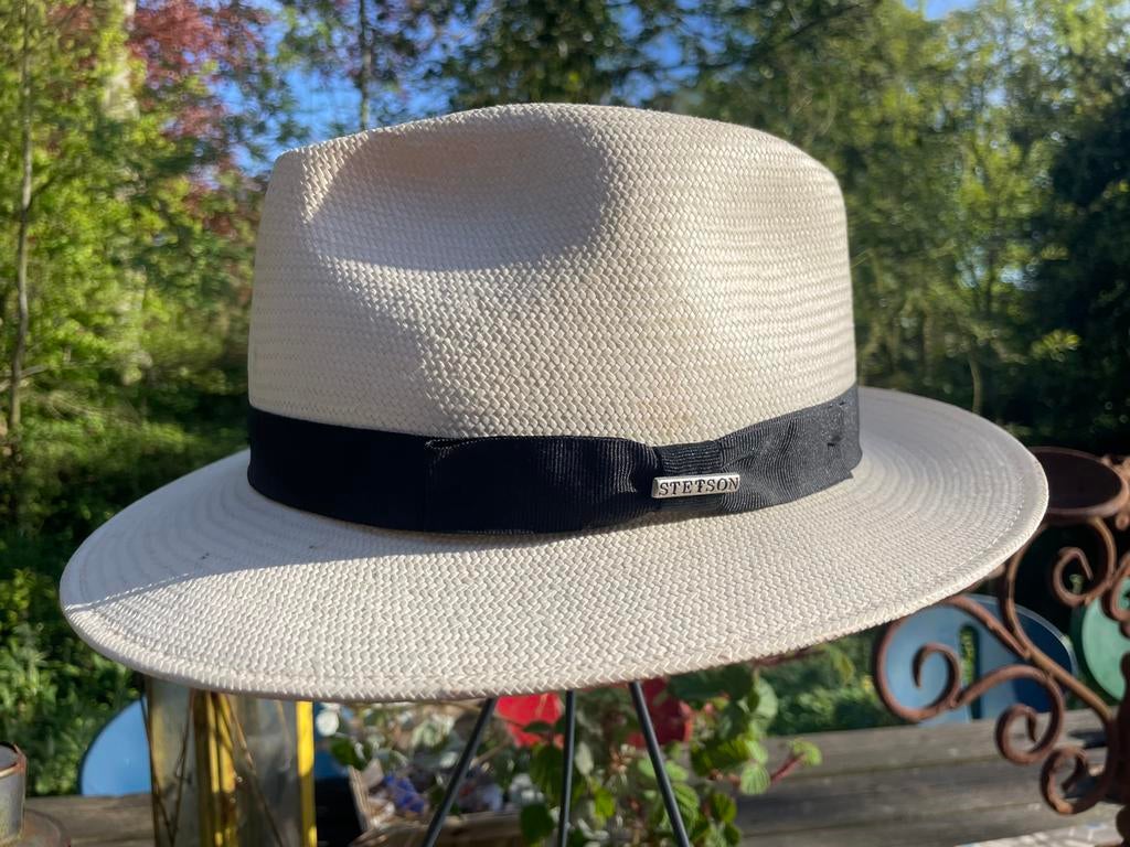 Stetson zomer fedora panama strohoed genuine Toyo, Verzenden, Zo goed als nieuw, 58 cm (L, 7¼ inch) of meer