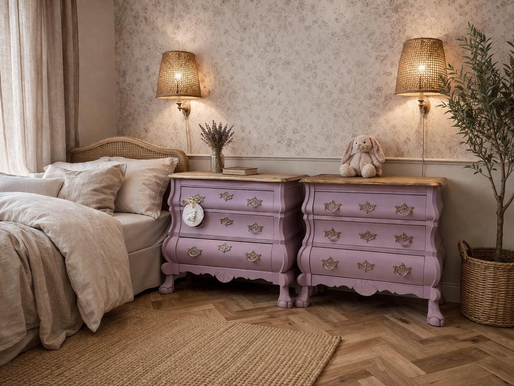 2 nachtkastjes buikkastjes ladekast commode halkastje roze, Ophalen, Minder dan 45 cm, Zo goed als nieuw, Nvt