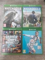 4 XBOX ONE spellen, GTA 5, Watch Dogs 1 en 2, FIFA 19, 1 speler, Ophalen of Verzenden, Zo goed als nieuw, Vanaf 3 jaar