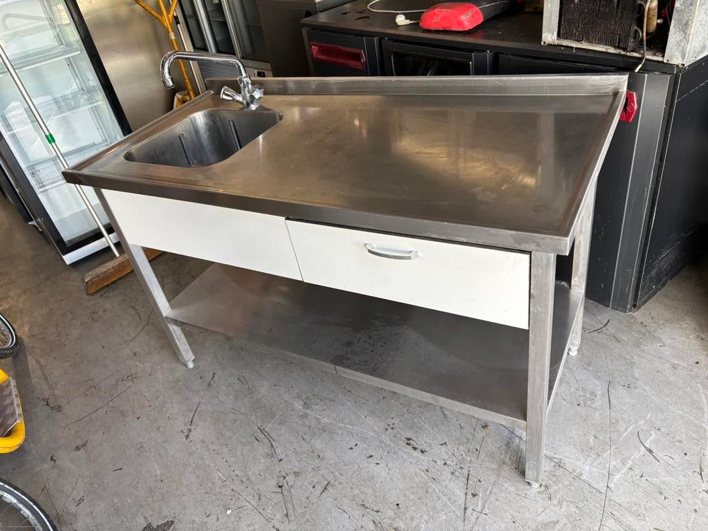 Rvs spoeltafel met kraan en was bak en trespa laden er in, Huis en Inrichting, Keuken | Keukenelementen, Ophalen of Verzenden