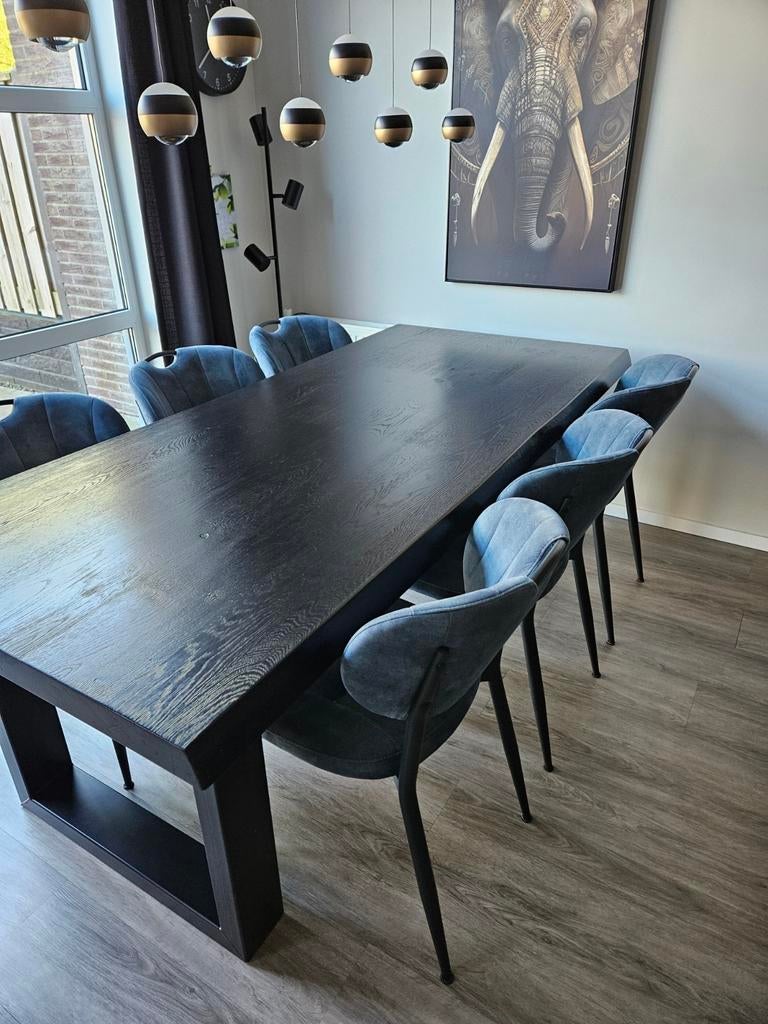 Prachtige nog nieuwe zwarte houten eettafel!, Huis en Inrichting, Tafels | Eettafels, Ophalen, 200 cm of meer, 50 tot 100 cm, Zo goed als nieuw