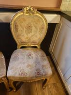 2 Brocante stoelen - Goudkleurig met bloemenpatroon, Antiek en Kunst, Curiosa en Brocante, Ophalen