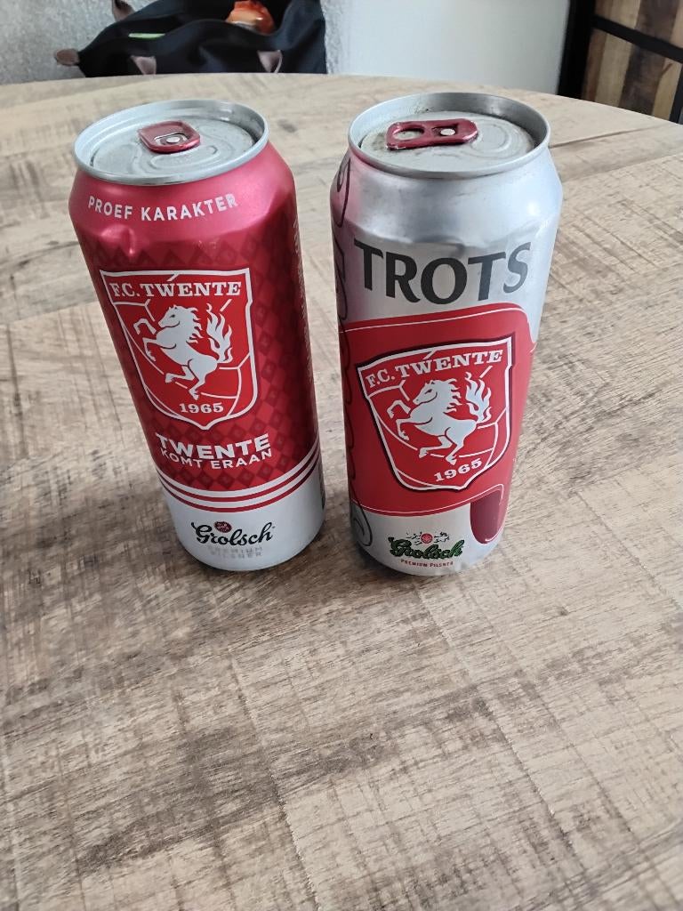 Grolsch blikken fc twente, Ophalen of Verzenden, Zo goed als nieuw, Flesje(s), Grolsch