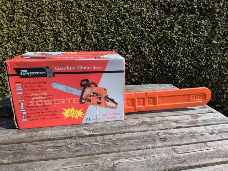 POWERTECH Benzine Kettingzaag 2200W/52CC - Nieuw, Doe-het-zelf en Verbouw, Gereedschap | Zaagmachines, Nieuw, Kettingzaag, 1200 watt of meer