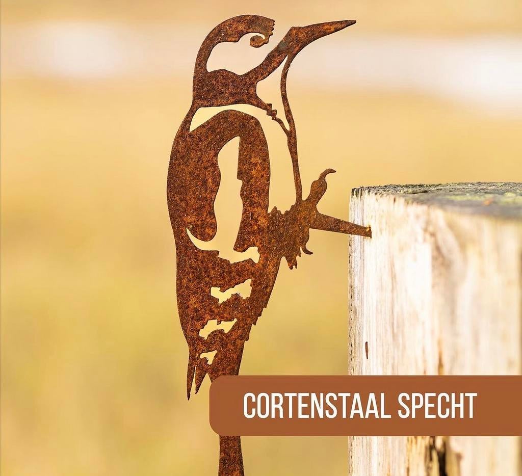 Cortenstaal Specht - Tuindecoratie (nog 1 beschikbaar), Tuin en Terras, Tuinbeelden, Ophalen of Verzenden, Nieuw, Metaal, Dierenbeeld