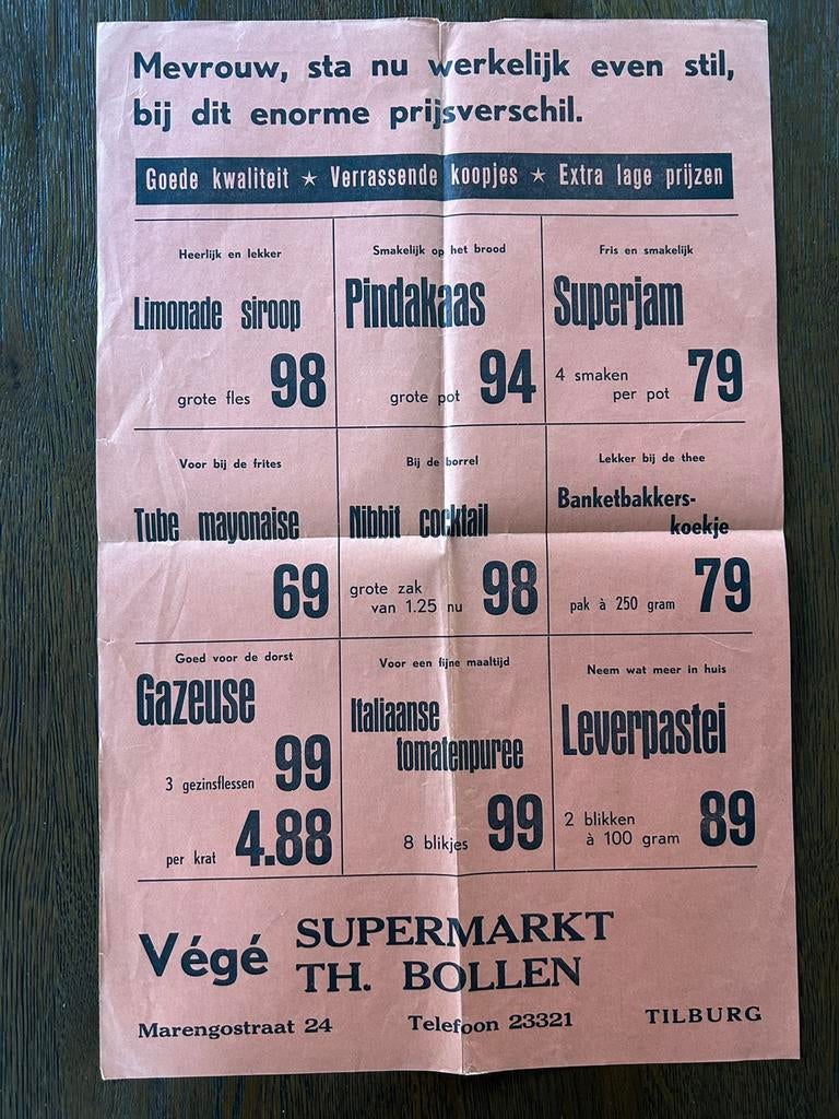 Végé reclame folder uit 1969, Verzamelen, Ophalen, Gebruikt, Overige typen
